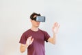 Man using virtual reality glasses, VR