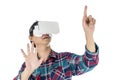 Man using a VR headset and experiencing virtual reality Royalty Free Stock Photo