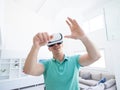 Man using VR-headset glasses of virtual reality Royalty Free Stock Photo