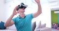 Man using VR-headset glasses of virtual reality Royalty Free Stock Photo