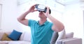 Man using VR-headset glasses of virtual reality Royalty Free Stock Photo