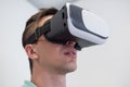 Man using VR-headset glasses of virtual reality Royalty Free Stock Photo