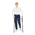Man Using a Walking Frame for Support and Mobility Royalty Free Stock Photo