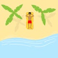The man vacation on the beach Royalty Free Stock Photo
