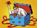 Man Valentine day surprise box love gift