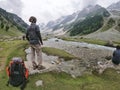 man valley mountain mountaindevotee streams snowcapped glacier