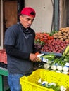 Man At Vegetable Market In Seattle