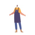 Man Vendor Wearing Apron Symbolizing Small Business Ownership And Sales. Male Character in Salesman Uniform