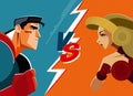 Man versus woman. Superhero