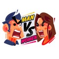 Man versus Women concept, male and female yelling at each other. Royalty Free Stock Photo