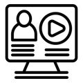 Man video call icon outline vector. Webinar corporate