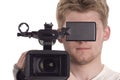 Man with video camcorder Royalty Free Stock Photo