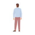 Man view from behind, flat cartoon character