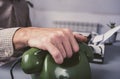 Green rotary telephone Royalty Free Stock Photo