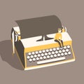 Man on vintage typewriter. Vector illustration. background