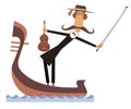 Man with violin riding gondola Royalty Free Stock Photo