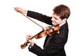 Man violinist playing violin. Classical music art Royalty Free Stock Photo