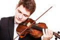 Man violinist playing violin. Classical music art Royalty Free Stock Photo