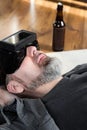 Man with virtual reality glasses, downview Royalty Free Stock Photo