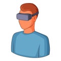 Man with virtual reality goggles icon Royalty Free Stock Photo