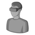 Man with virtual reality goggles icon monochrome Royalty Free Stock Photo