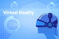 Man In Virtual Reality Headset Background With Copy Space Head Wearing Vr Goggles Modern Technology Concept