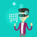 Man in virtual reality headset shopping online. Royalty Free Stock Photo