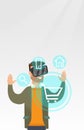 Man in virtual reality headset shopping online. Royalty Free Stock Photo