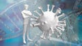 The man and virus for long covid or medical concept 3d rendering Royalty Free Stock Photo
