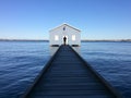 Man visiting at the Blue Boat House Perth Western Australia Royalty Free Stock Photo