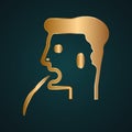 Man vomit icon vector. Gold metal with dark background Royalty Free Stock Photo
