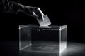 Man voter putting ballot into voting box. Democracy freedom concept. Generative AI Royalty Free Stock Photo