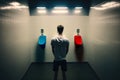 A man votes for US presidential or UK party elections, makes a choice - Democrats and Republicans at the urinals, Generative AI