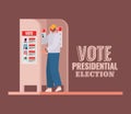 Man at voting booth with vote presidential election text vector design