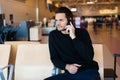 Man waiting for his flight Royalty Free Stock Photo