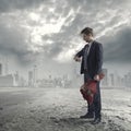 Man waiting with roses Royalty Free Stock Photo