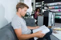 Man waiting in salon Royalty Free Stock Photo