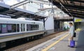 A man waiting for the train at station in Manila Metro, Philippines Royalty Free Stock Photo