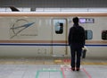 A man waiting for the train at station in Nagoya, Japan Royalty Free Stock Photo