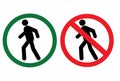 Man walk and don`t walk icon set . People symbol Royalty Free Stock Photo