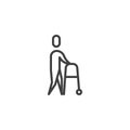 Man with walker line icon