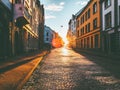 Man walking alone at sunset street Travel Lifestyle Royalty Free Stock Photo