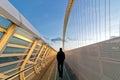 Man on Calatrava bridges in Reggio Emilia in northern Italy