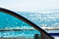 Looking at the sea from a car point of view