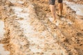 Man walking in barefeet Royalty Free Stock Photo