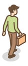 Man walking with briefcase. Isometric character going to business meeting Royalty Free Stock Photo