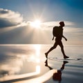 Man walking casually on water - ai generated image