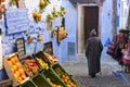 man walking in Chefchaouen street, Morocco Royalty Free Stock Photo