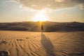 Man walking in the desert, back