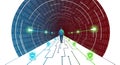 Man Walking Through Digital Tunnel of Binary Code Royalty Free Stock Photo